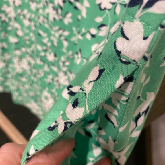 Draper James Lands End Sleeveless Bright Greenw/Navy & White Floral Cotton Dress - Picture 4 of 5